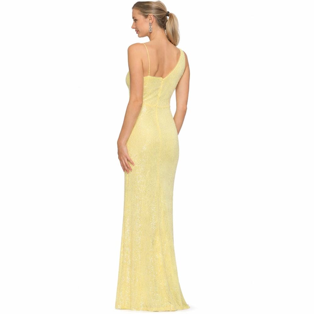 Xscape Formal Evening Gown Womens 6 Yellow Sequin Dress Cocktail Party Wedding - Picture 2 of 9